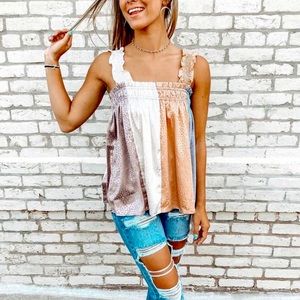 Vanilla Latte Color Block Tank Tank